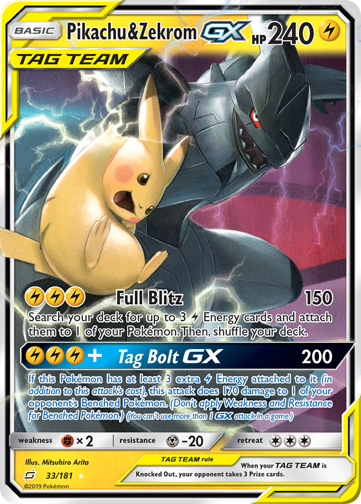 Pikachu & Zekrom GX 33/181 - SM  Team Up Holofoil