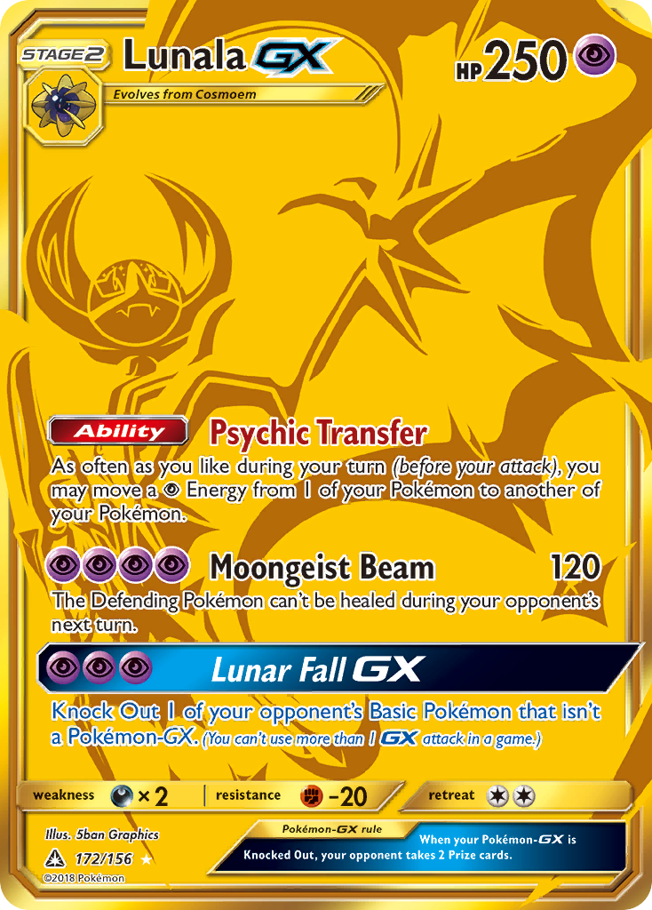 Lunala GX (Secret Rare)/156 - SM  Ultra Prism Holofoil