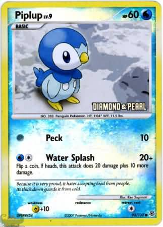 Piplup - 71/100 [Platinum] - Burger King Promos Reverse Holofoil