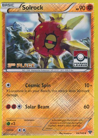 Solrock - 64/146 (Pokemon League) [3rd Place] - League & Championship Cards Reverse Holofoil