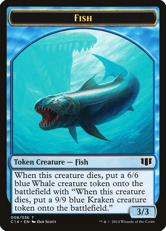 Fish // Zombie (011) Double-Sided Token (C14-8 // 11) - Commander 2014 Tokens
