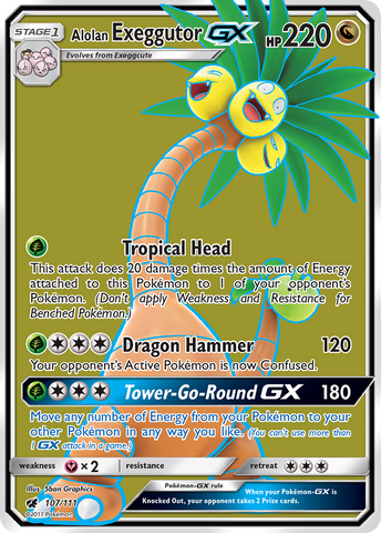 Alolan Exeggutor GX (Full Art) 107/111 - SM  Crimson Invasion Holofoil