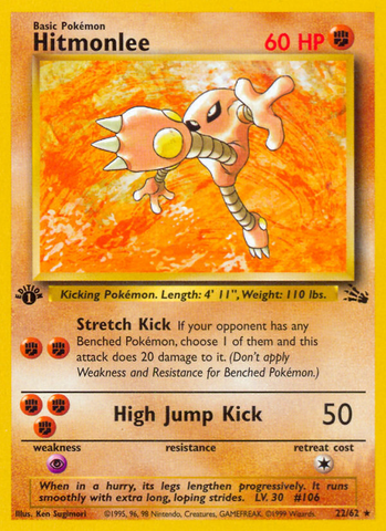 Hitmonlee (22) 22/62 - Fossil 1st Edition