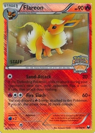 Flareon - 12/108 (Regional Championships) [Staff] - League & Championship Cards Reverse Holofoil