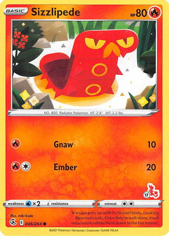 Sizzlipede - 046/264 (#17 Cinderace Stamped) - Battle Academy 2022