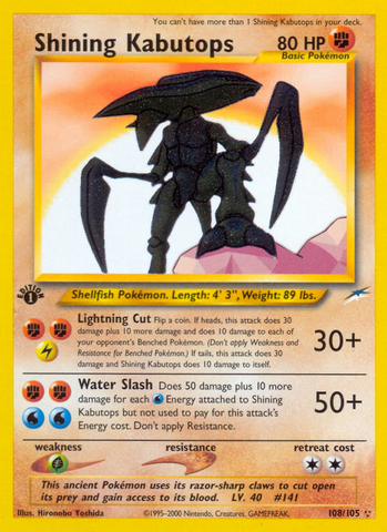 Shining Kabutops/105 - Neo Destiny 1st Edition Holofoil