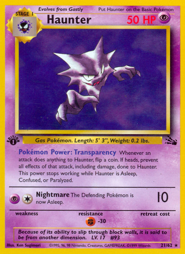 Haunter (21) 21/62 - Fossil 1st Edition