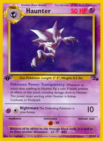 Haunter (21) 21/62 - Fossil 1st Edition