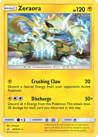Zeraora - 60/214 (SM Unbroken Bonds) (Cracked Ice Holo) - Deck Exclusives Holofoil