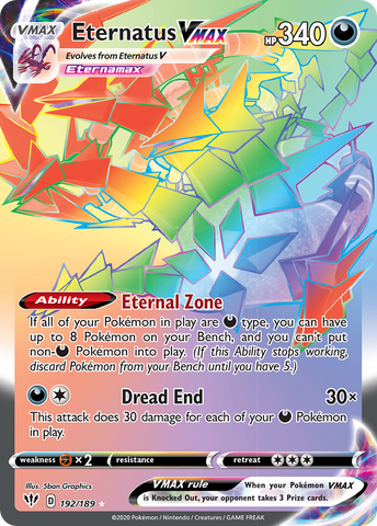 Eternatus VMAX (Secret) 192/189 - SWSH03 Darkness Ablaze Holofoil