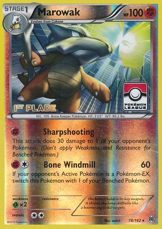 Marowak - 78/162 (Pokemon League) [1st Place] - League & Championship Cards Reverse Holofoil