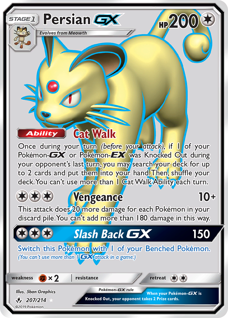 Persian GX (Full Art) 207/214 - SM  Unbroken Bonds Holofoil
