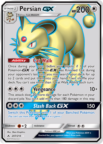 Persian GX (Full Art) 207/214 - SM  Unbroken Bonds Holofoil