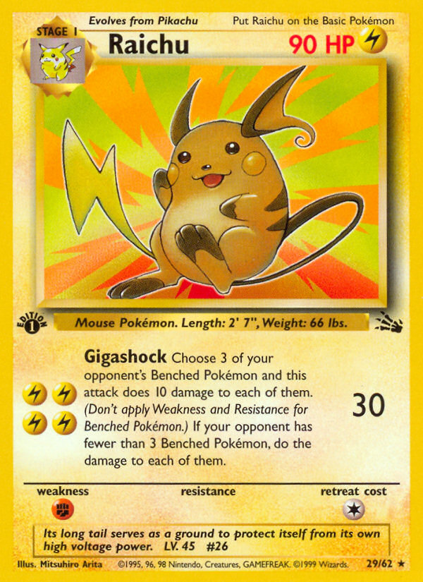 Raichu (29) 29/62 - Fossil 1st Edition
