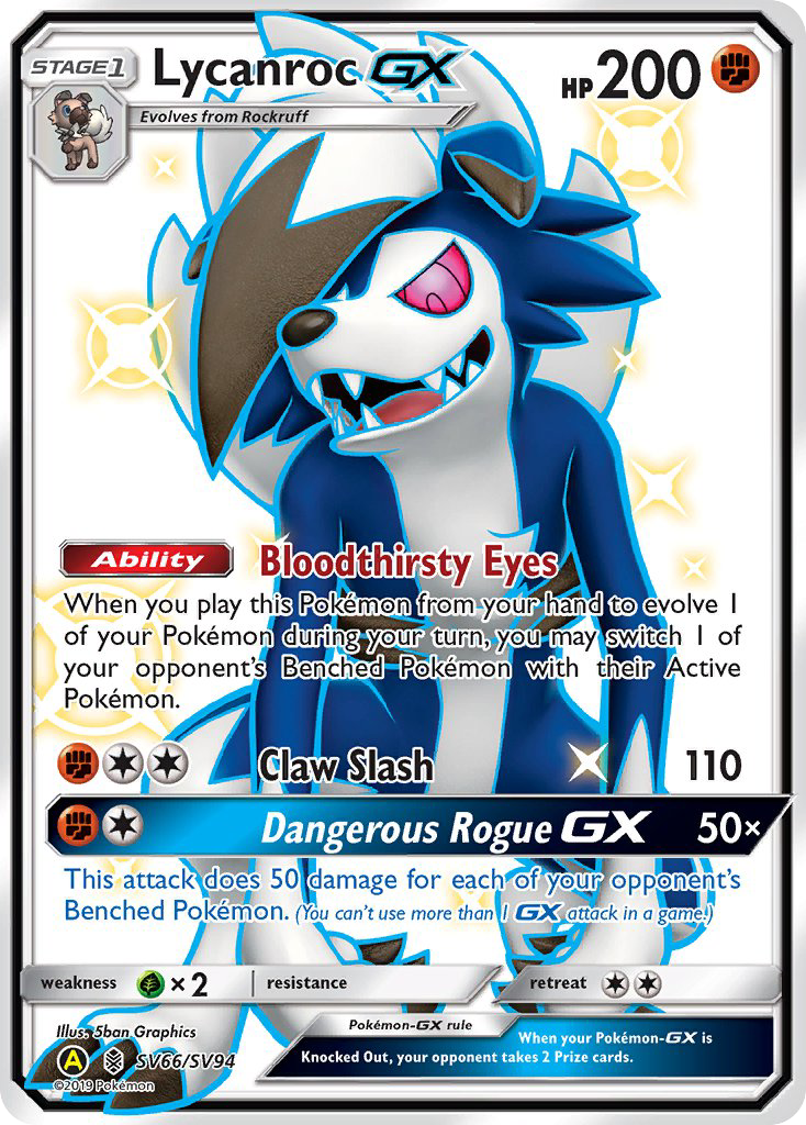 Lycanroc GX (SV66) SV66/94 - Hidden Fates Shiny Vault Holofoil