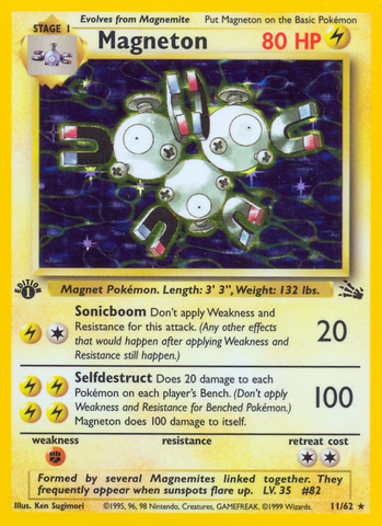 Magneton (11) 11/62 - Fossil 1st Edition Holofoil