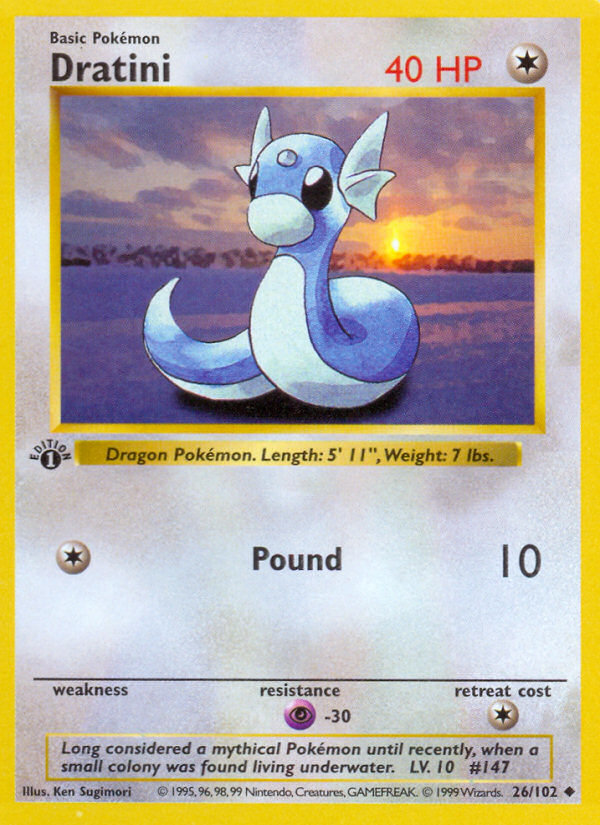Dratini - 26/102 - 1st Edition Base Set Shadowless - Uncommon