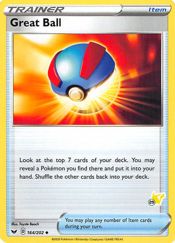 Great Ball - 164/202 (#29 Pikachu Stamped) - Battle Academy 2022