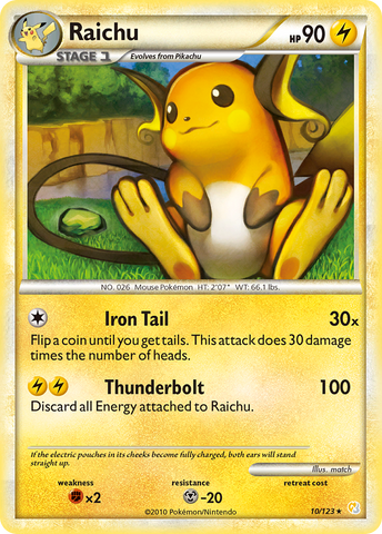 Raichu 10/123 - HeartGold SoulSilver Holofoil