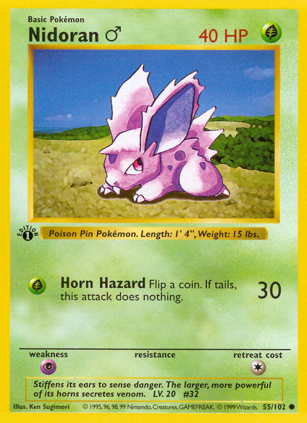 Nidoran M - 55/102 - 1st Edition Base Set Shadowless - Common