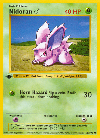 Nidoran M - 55/102 - 1st Edition Base Set Shadowless - Common