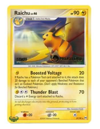 Raichu - 27/99 (Prerelease) [Staff] - Nintendo Promos
