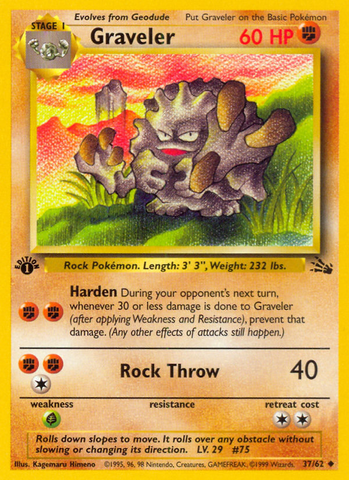 Graveler 37/62 - Fossil 1st Edition