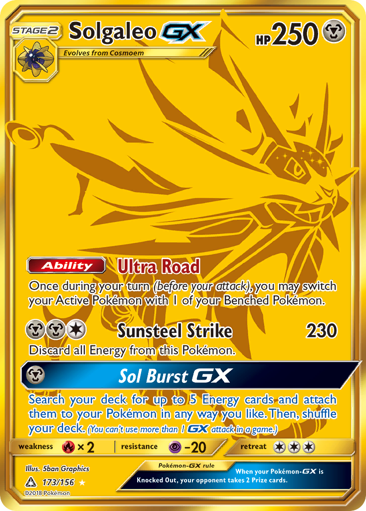 Solgaleo GX (Secret Rare)/156 - SM  Ultra Prism Holofoil