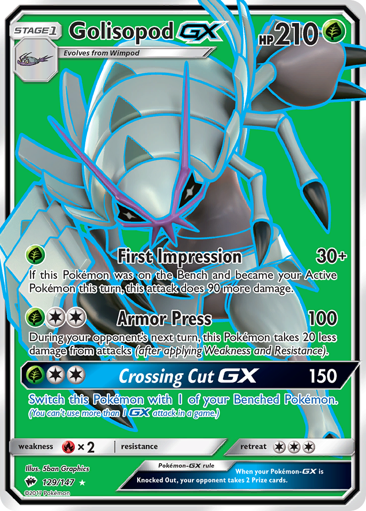 Golisopod GX (Full Art) 129/147 - SM  Burning Shadows Holofoil