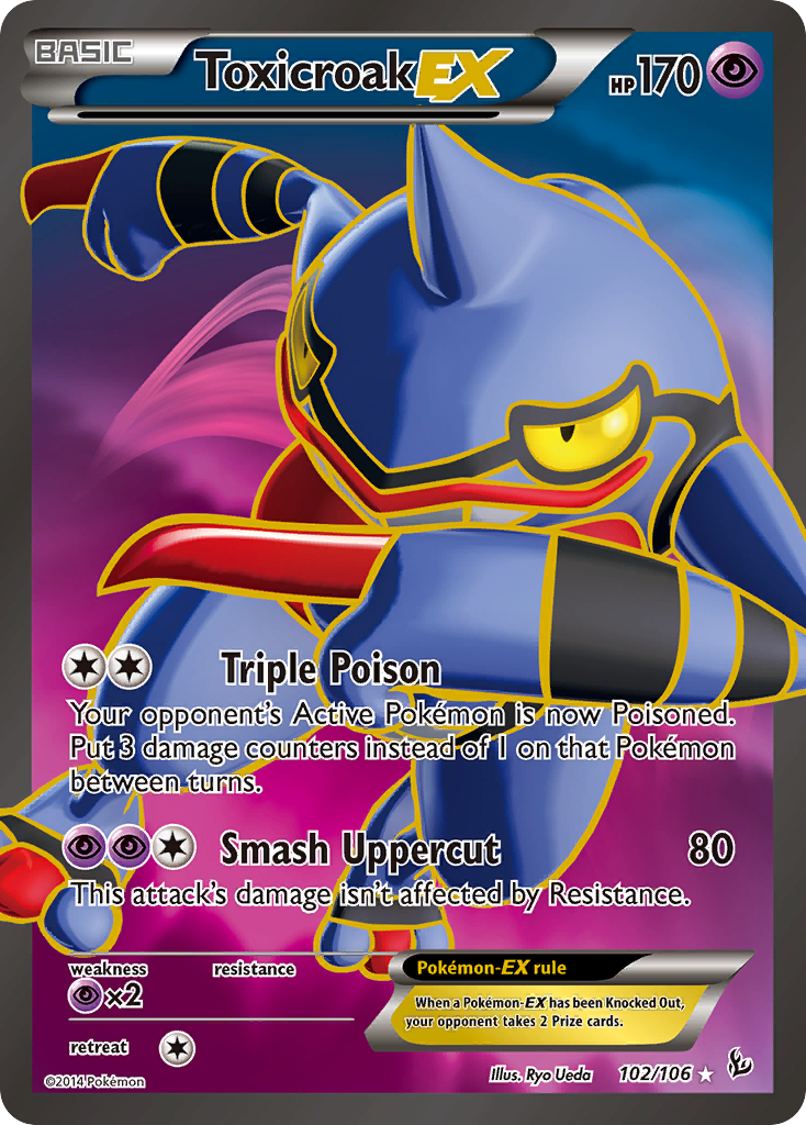 Toxicroak EX (102 Full Art) 102/106 - XY  Flashfire Holofoil