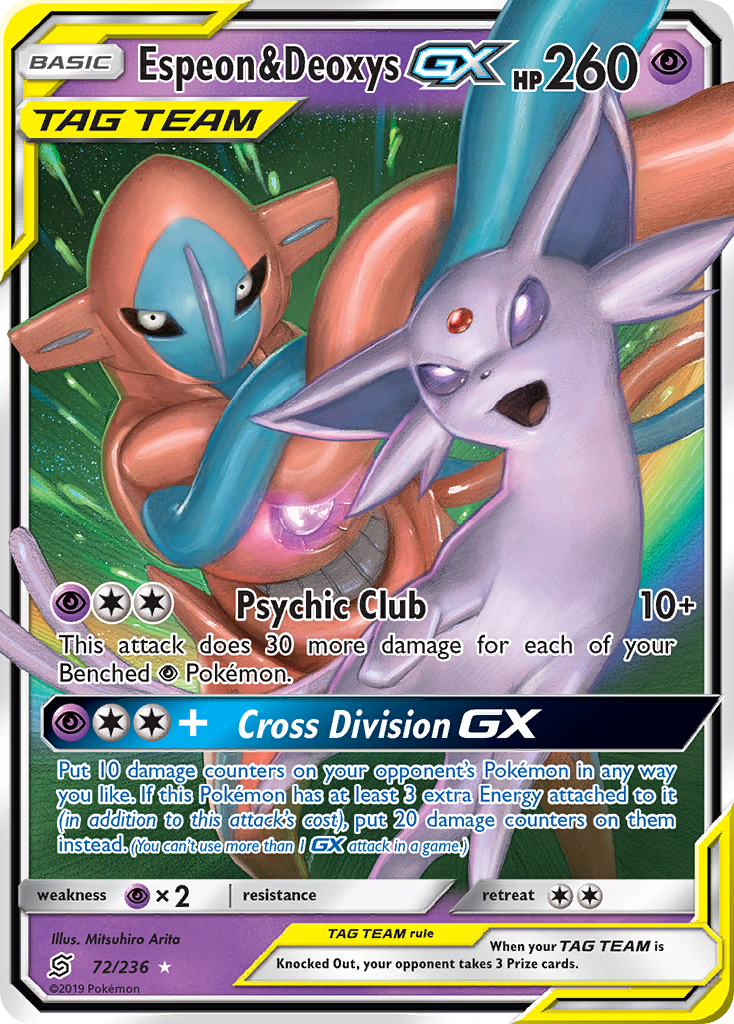 Espeon & Deoxys GX 72/236 - SM  Unified Minds Holofoil
