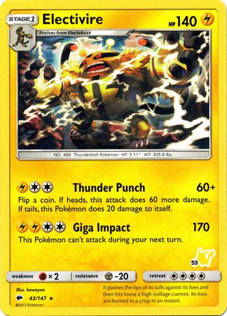 Electivire - 43/147 (#53 Pikachu Stamped) - Battle Academy