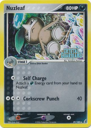 Nuzleaf 39/100 - Crystal Guardians Reverse Holofoil