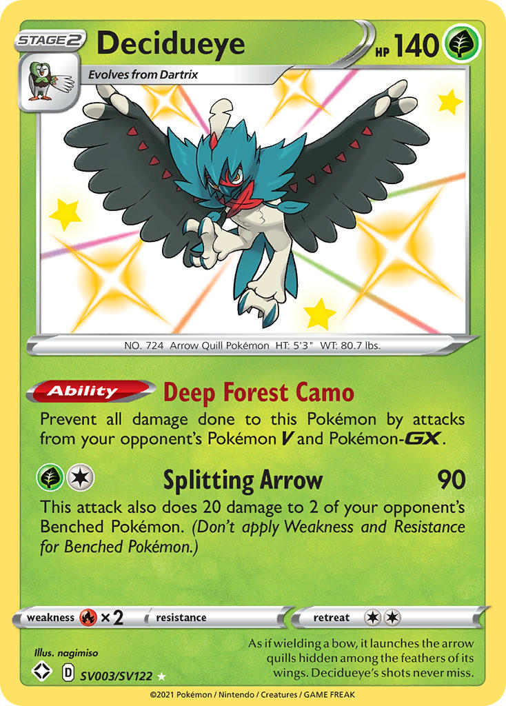 Decidueye SV003/122 - Shining Fates Shiny Vault Holofoil