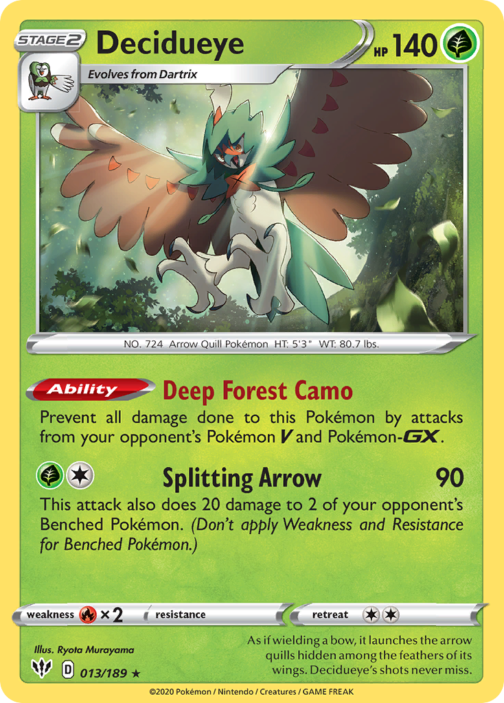 Decidueye 13/189 - SWSH03 Darkness Ablaze Holofoil