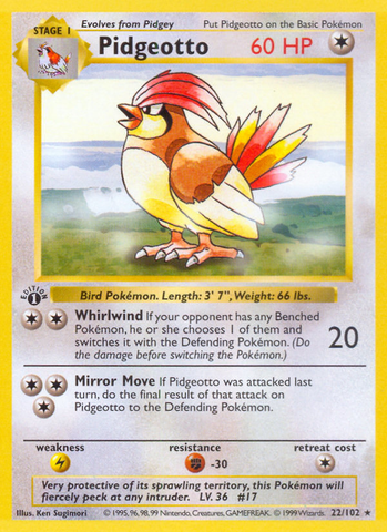 Pidgeotto - Base Set Shadowless 1st Edition