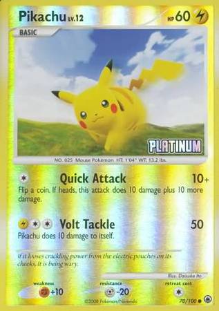 Pikachu - 70/100 [Platinum] - Burger King Promos Reverse Holofoil