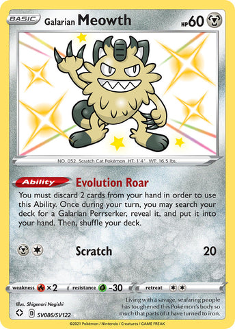 Galarian Meowth SV086/122 - Shining Fates Shiny Vault Holofoil