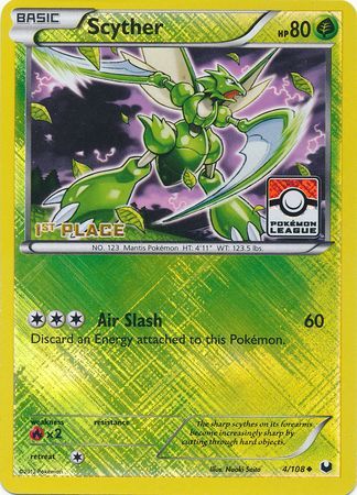 Scyther - 4/108 (Pokemon League) [1st Place] - League & Championship Cards Reverse Holofoil