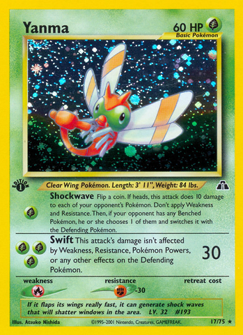 Yanma (17)/75 - Neo Discovery 1st Edition Holofoil