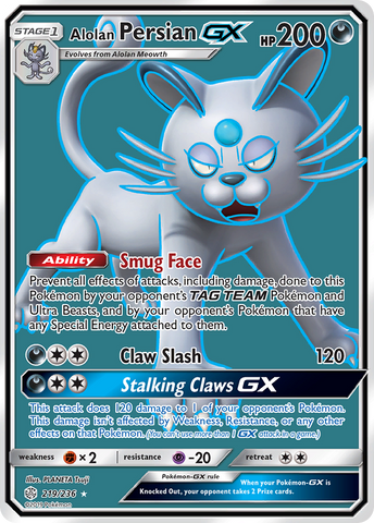 Alolan Persian GX (Full Art) 219/236 - SM  Cosmic Eclipse Holofoil