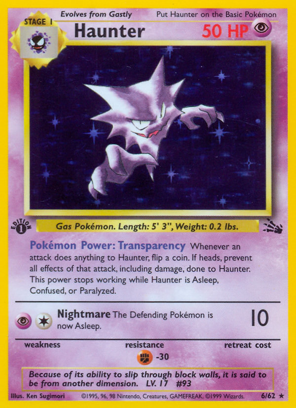 Haunter (6) 6/62 - Fossil 1st Edition Holofoil