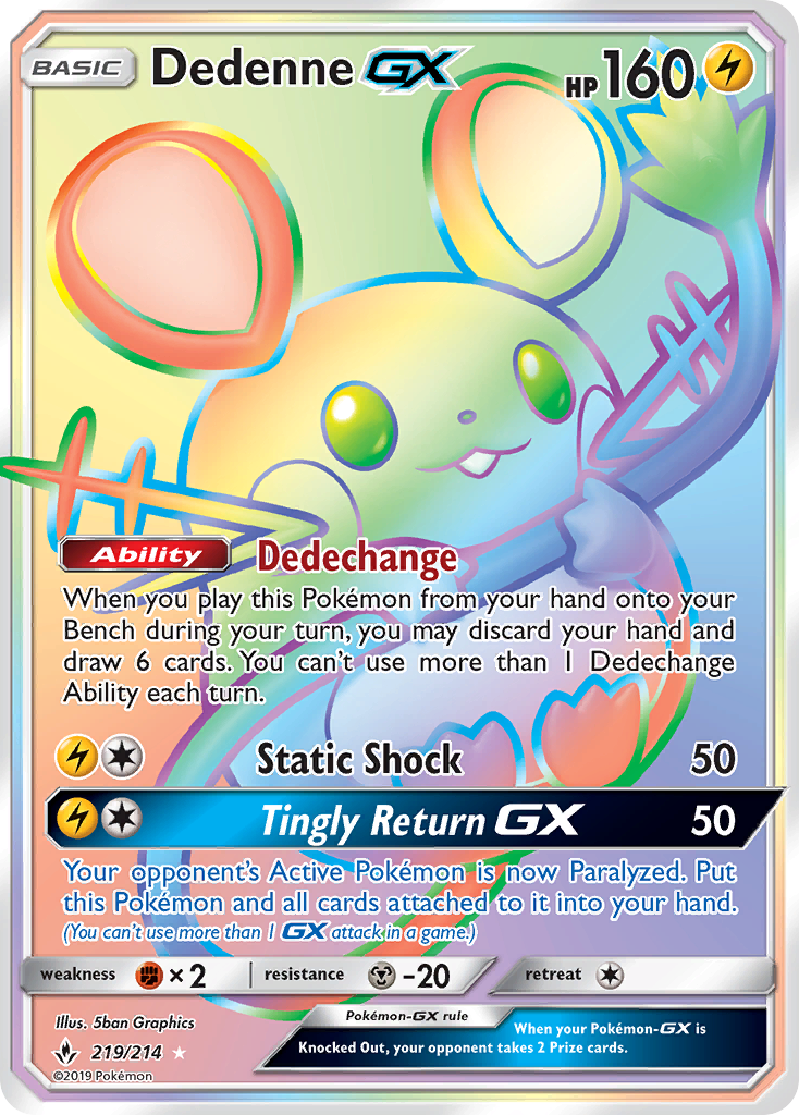 Dedenne GX (Secret)/214 - SM  Unbroken Bonds Holofoil