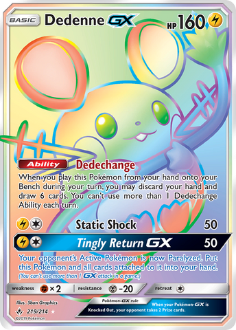 Dedenne GX (Secret)/214 - SM  Unbroken Bonds Holofoil